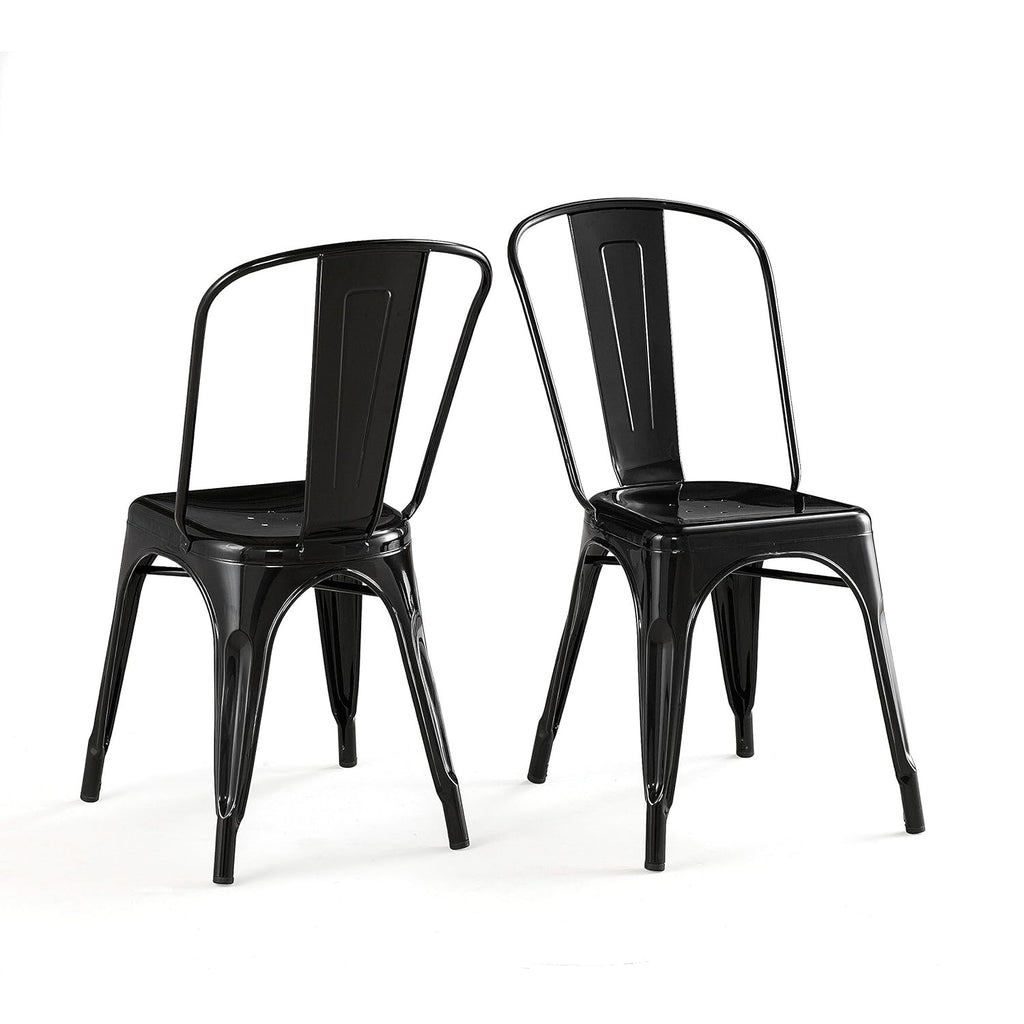 Industrial Metal Dining Chair – Black Tolix Style Steel Chair | Modern Stackable Café, Restaurant & Home Seating