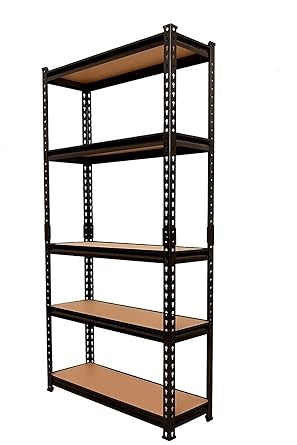 12-5 Shelf Black Matte Finish Adjustable Shelving Unit Storage Display Rack Steel Boltless Rivet Rack