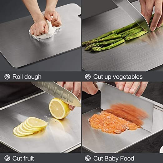 Homes Steel Chopping Board Kitchen Double-Sided Straight Multi-Purpose Cutting Chopping Kneading Board