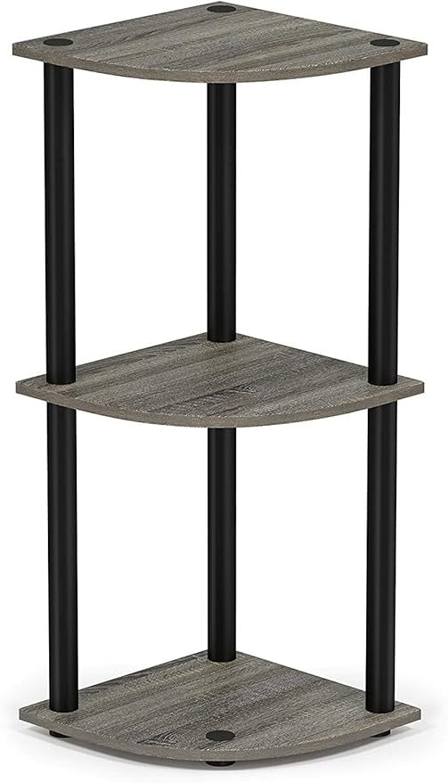 Industrial Three Corner Display Rack |Turn-N-Tube End Table Shelving Unit| Easy Assembly, Space-Saving, and Stylish for Hallway and Living Room