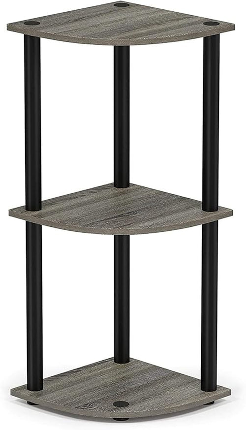 Industrial Three Corner Display Rack |Turn-N-Tube End Table Shelving Unit| Easy Assembly, Space-Saving, and Stylish for Hallway and Living Room