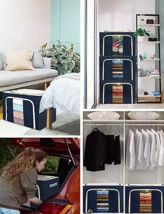 Foldable 66L cloths storage box organiser