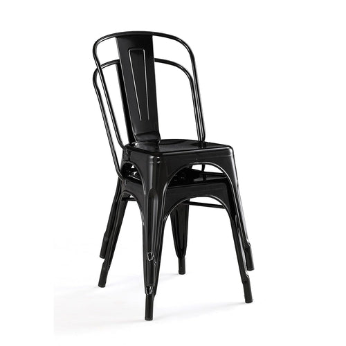 Industrial Metal Dining Chair – Black Tolix Style Steel Chair | Modern Stackable Café, Restaurant & Home Seating