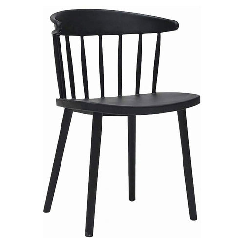 Black Dining Chairs – Modern Design with Curved Backrest and Sturdy Legs for Comfortable Seating in Dining Rooms, Kitchens, and Offices.