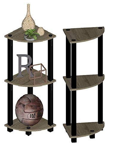 Industrial Three Corner Display Rack |Turn-N-Tube End Table Shelving Unit| Easy Assembly, Space-Saving, and Stylish for Hallway and Living Room