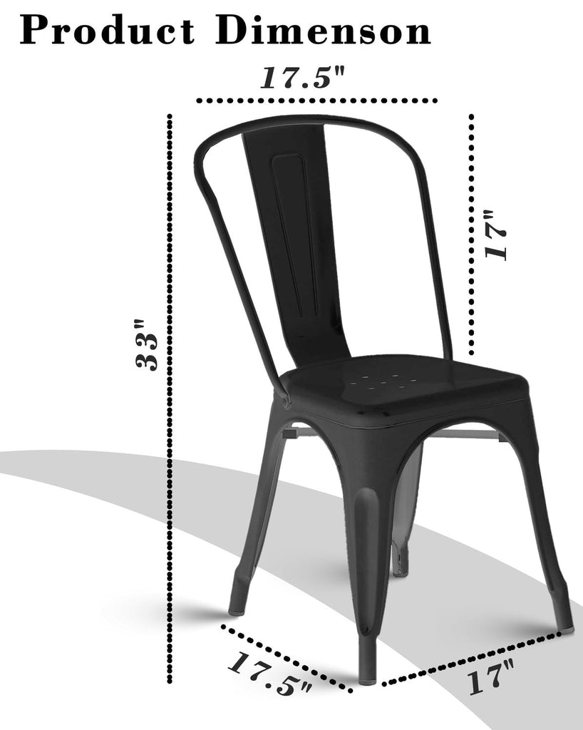 Industrial Metal Dining Chair – Black Tolix Style Steel Chair | Modern Stackable Café, Restaurant & Home Seating