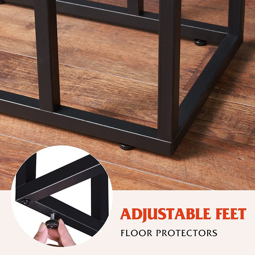 End Table Living Room, C Shaped End Table, Side Table for Couch Slide Under, C Table Sofa Side End Table,Wood Finish and Metal Frame