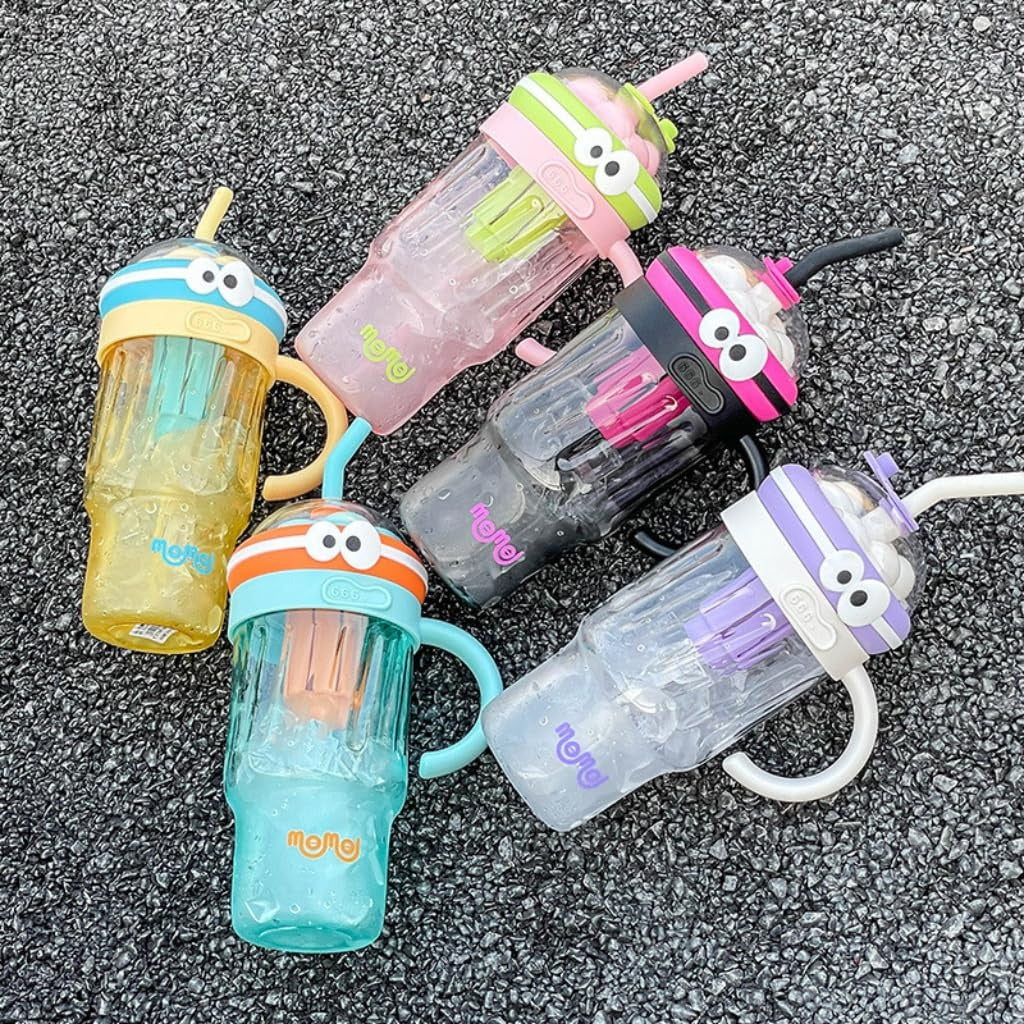 Cute Cartoon Straw Cup with Handle – Kids Juice & Water Tumbler