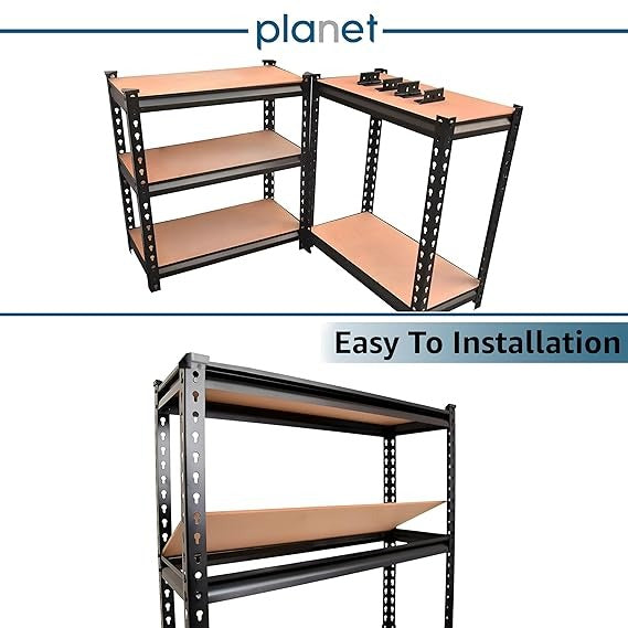 12-5 Shelf Black Matte Finish Adjustable Shelving Unit Storage Display Rack Steel Boltless Rivet Rack
