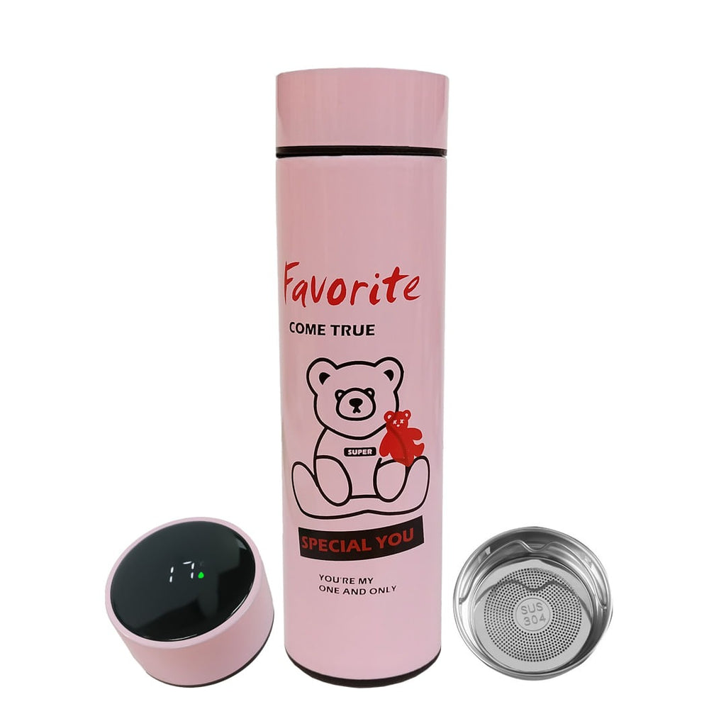 Pink Favourite Teddy Smart Temperature Display Bottle