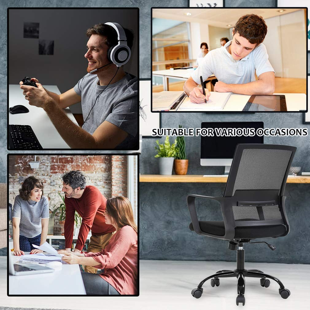 Rolling Computer Stool Rolling Computer Chair Executive Lumbar Support Task Mesh Chair Adjust ...
