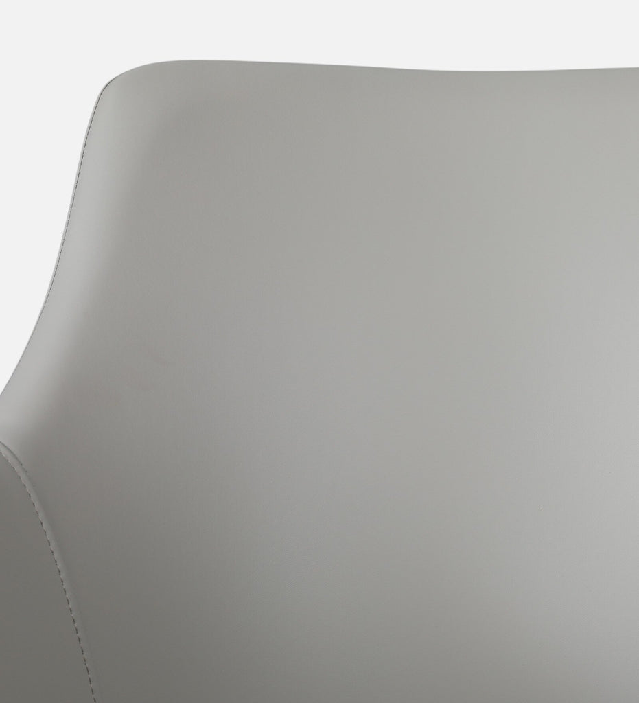 Modern Grey Upholstered Arm Dining Chair | Minimalist Metal Leg Lounge Chair | Luxury Living Room & Restaurant Accent Chair