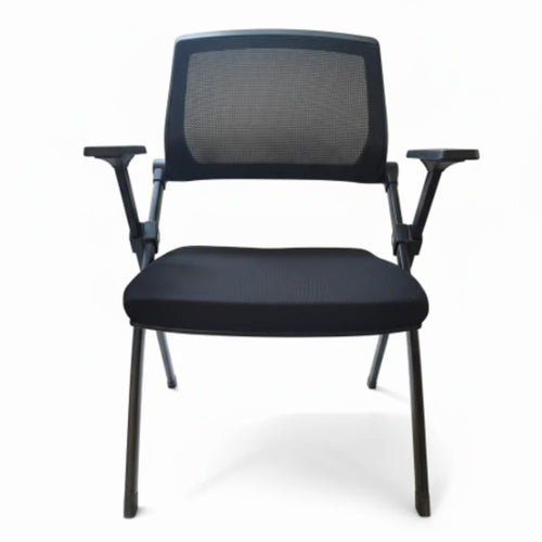 Ergonomic Mesh Office Guest Chair with Armrests – Foldable Space-Saving Training & Conference Seat (Black)
