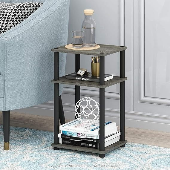 3 -Tier Turn-N-Tube 2-Pack End Table Display Rack Hallway, Living Room, Metal, Easy Assembly, Space Saving, Industrial
