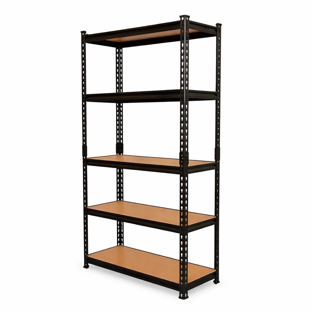 Large size boltless rack| laminated 12-5 Shelf Black Matte Finish Adjustable Shelving Unit Storage Display Rack Steel Boltless Rivet Rack