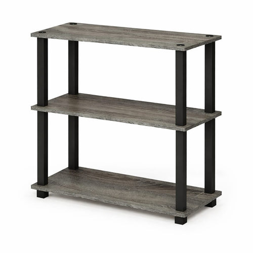 3-Tier Storage Shelf Rack Stand Turn-N-Tube End Table Corner Display Rack Hallway, Living Room, Metal, Easy Assembly, Space Saving, Industrial (Rectangle -3)