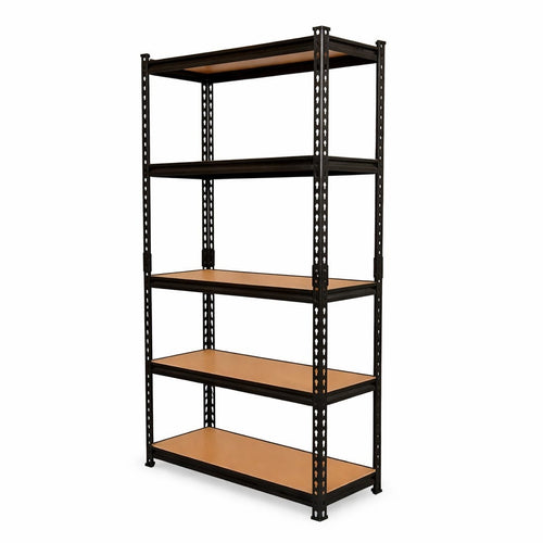 Large size boltless rack| laminated 12-5 Shelf Black Matte Finish Adjustable Shelving Unit Storage Display Rack Steel Boltless Rivet Rack