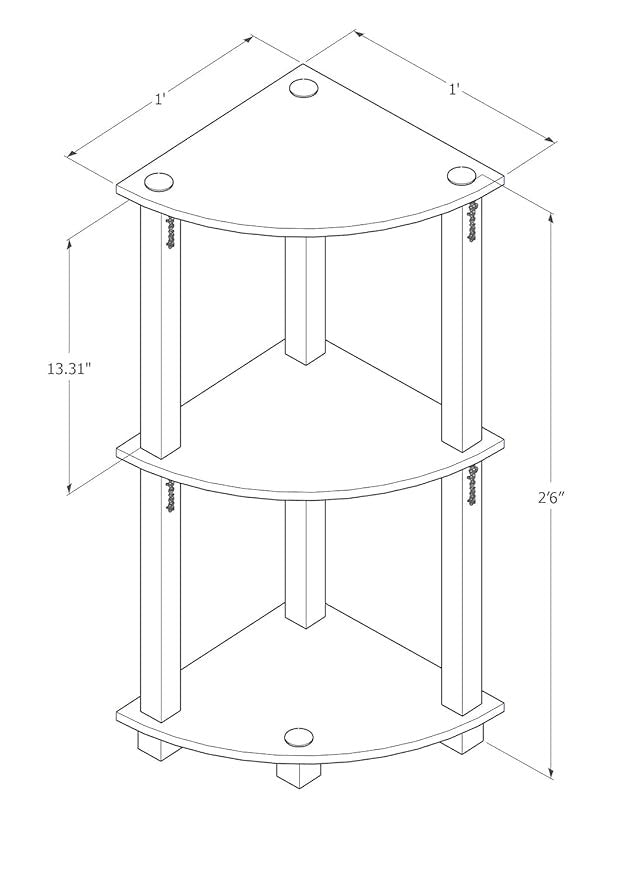 Industrial Three Corner Display Rack |Turn-N-Tube End Table Shelving Unit| Easy Assembly, Space-Saving, and Stylish for Hallway and Living Room