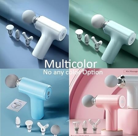 Mini Gun Massager Machine for Pain Relief - Body, Neck, Shoulders, Back, Arms & Feet Massager- 6 Speed Settings -7 Type-C Charging for Muscle Pain Relief Recovery., Blue