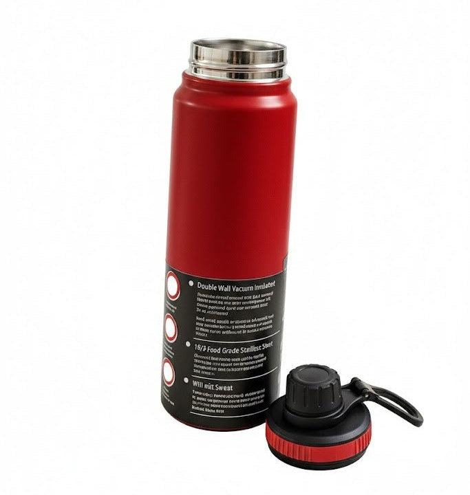 Stainless Steel Double Wall Vacuum Insulated Water Bottle – 800ml (Red)