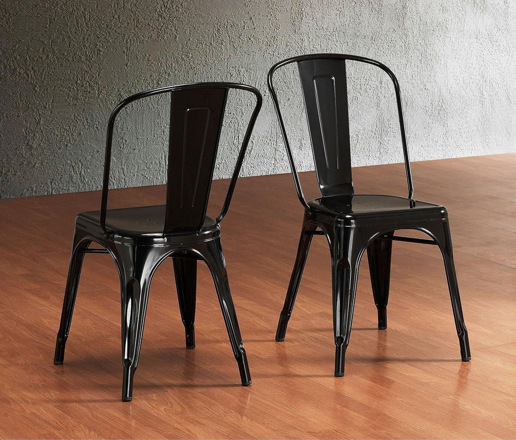 Industrial Metal Dining Chair – Black Tolix Style Steel Chair | Modern Stackable Café, Restaurant & Home Seating