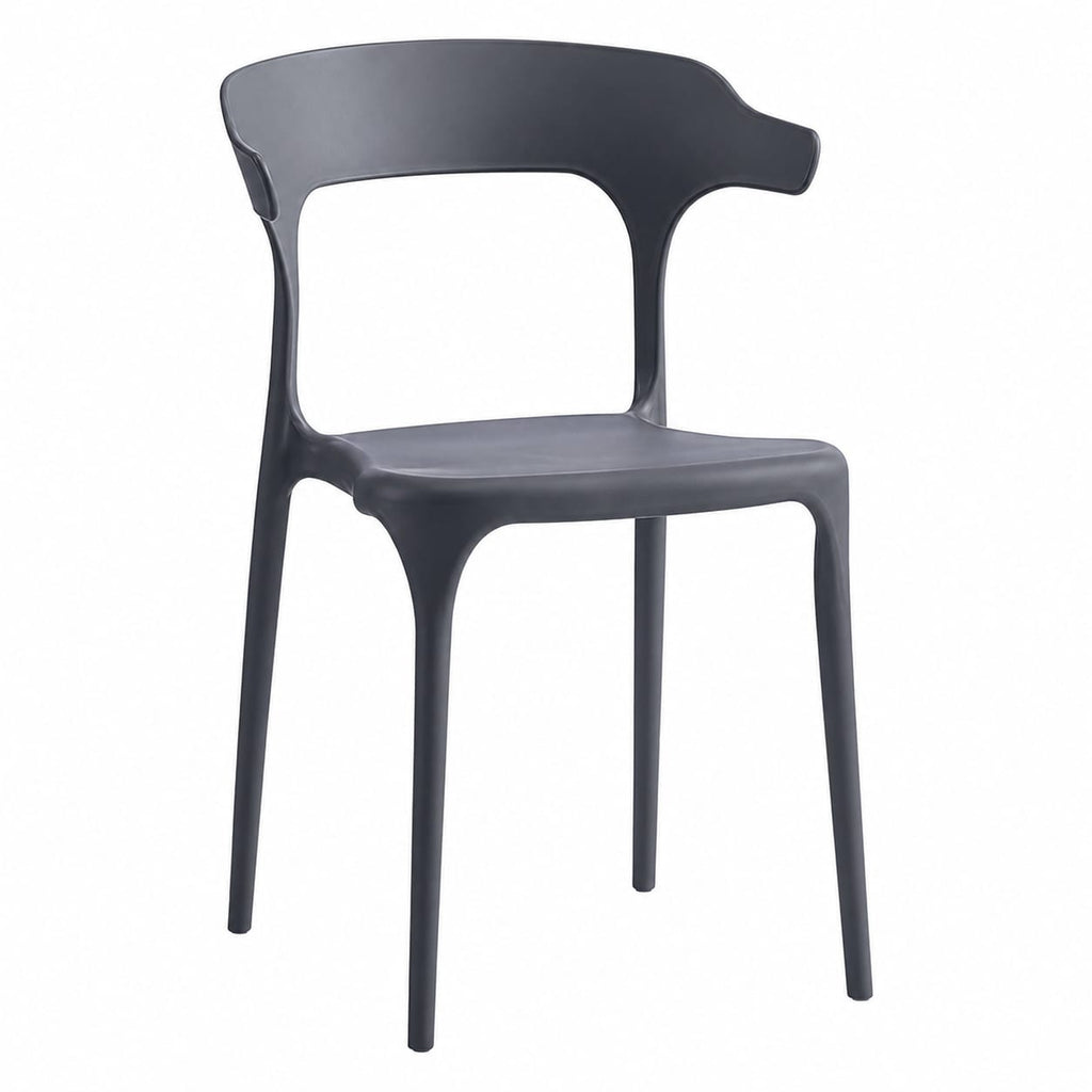Modern Grey Plastic Chair with Armrest – Minimalist Ergonomic Dining Chair, Lightweight Durable Seating for Home, Office, Cafe & Balcony