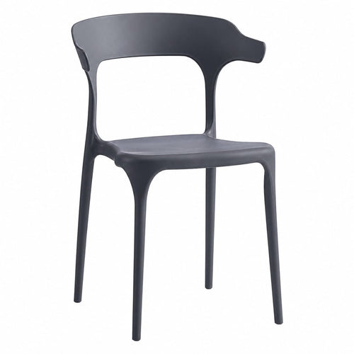 Modern Grey Plastic Chair with Armrest – Minimalist Ergonomic Dining Chair, Lightweight Durable Seating for Home, Office, Cafe & Balcony