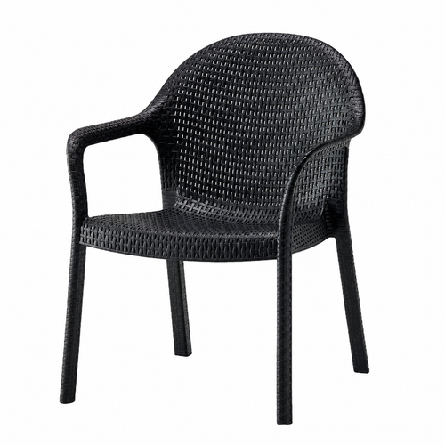 Black Rattan-Effect Dining Armchair