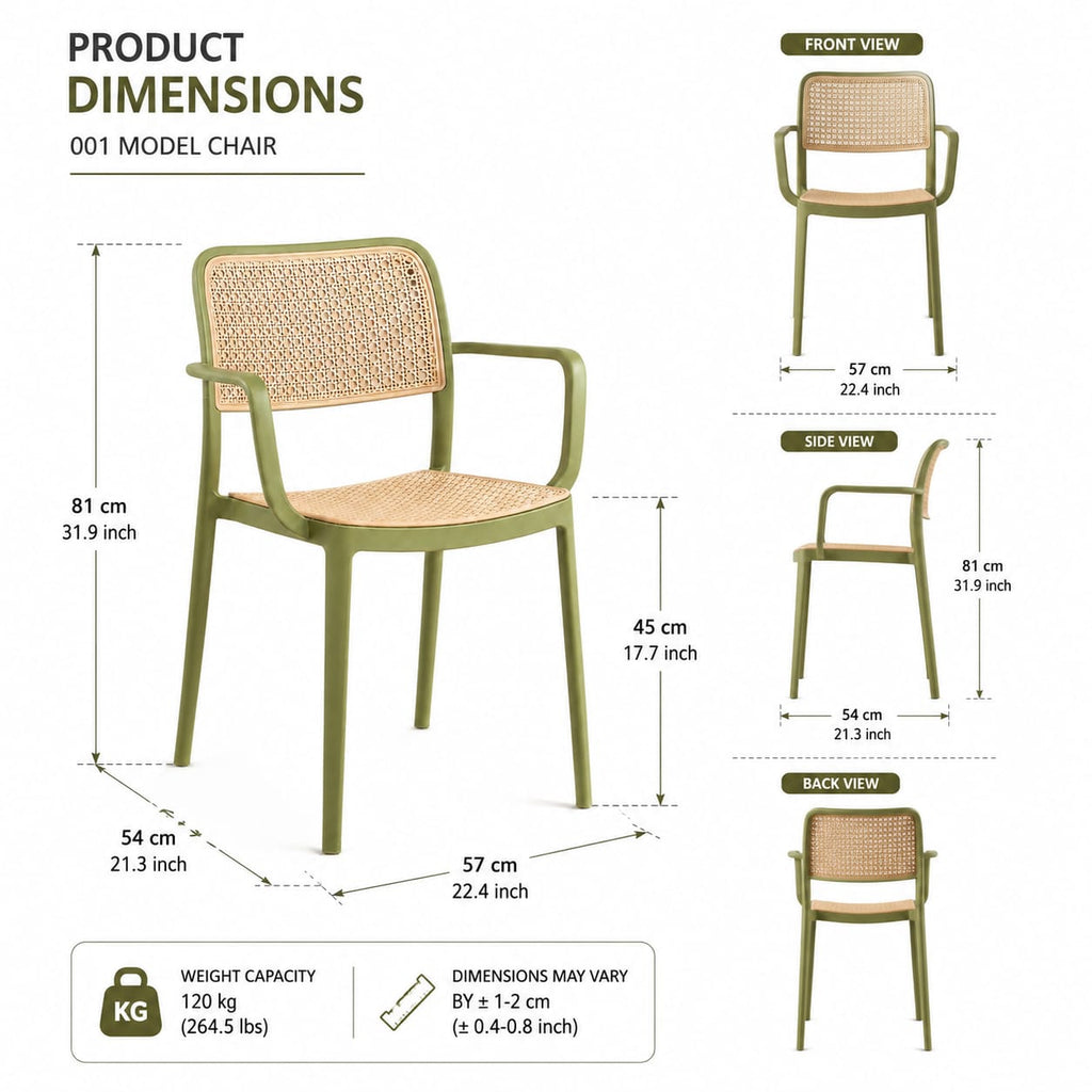 Modern Rattan Style Armchair – Olive Green