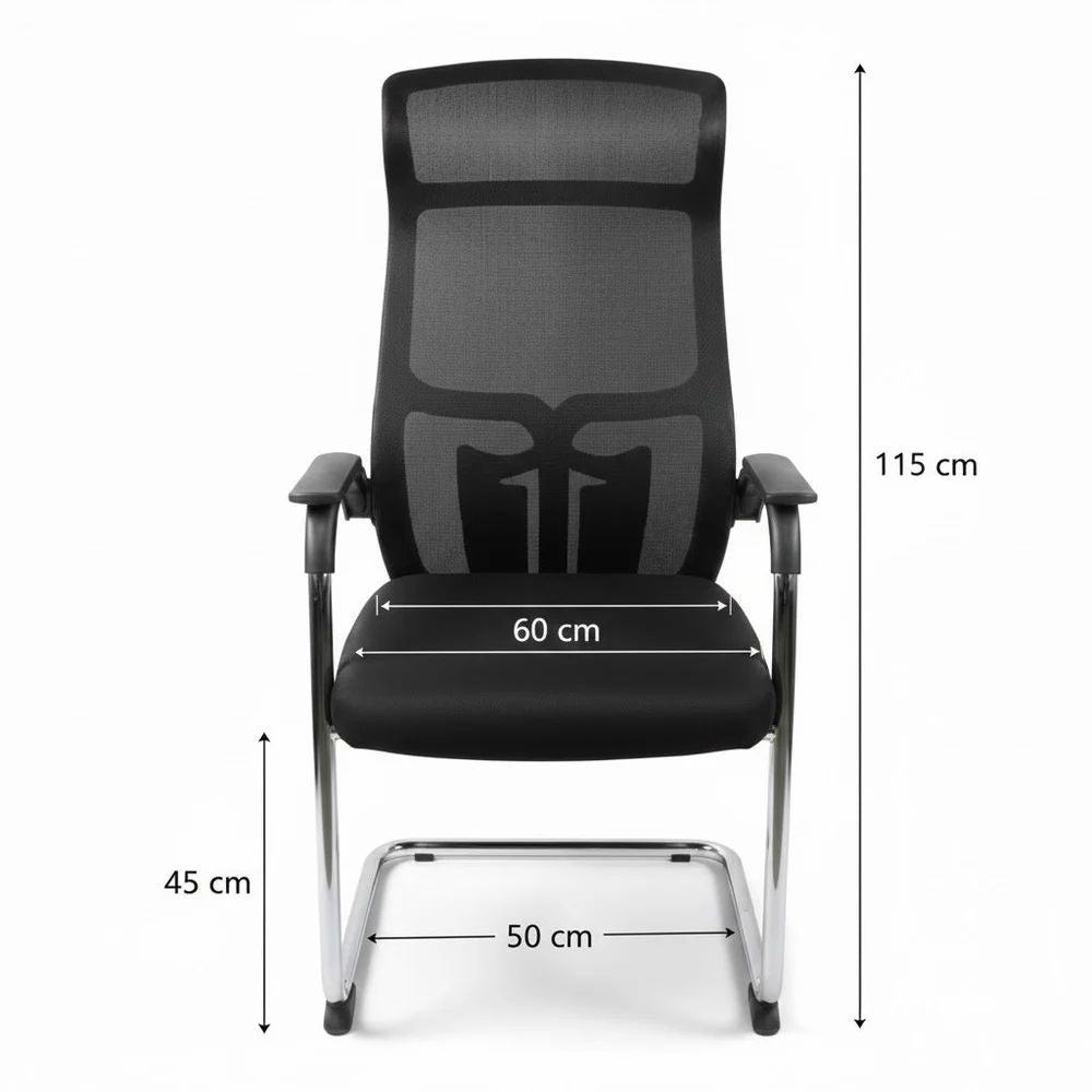 Apex High-Back Mesh Cantilever Chair – Contemporary Ergonomic Sled-Base Visitor Chair