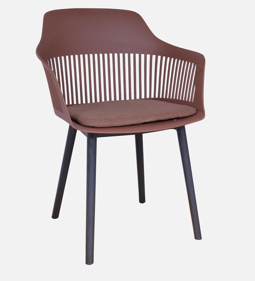 Modern Brown Plastic Dining Chair with Cushion Seat & Metal Legs – Contemporary Kitchen & Living Room Accent Chair