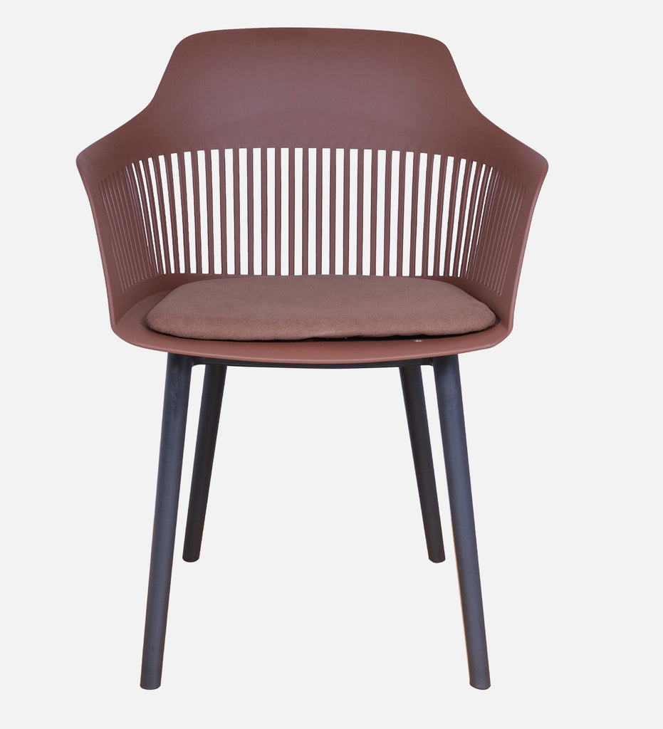 Modern Brown Plastic Dining Chair with Cushion Seat & Metal Legs – Contemporary Kitchen & Living Room Accent Chair
